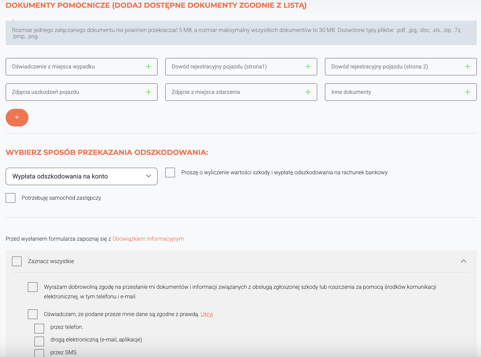 jakie dokumenty potrzebne do zgłoszenia szkody Balcia