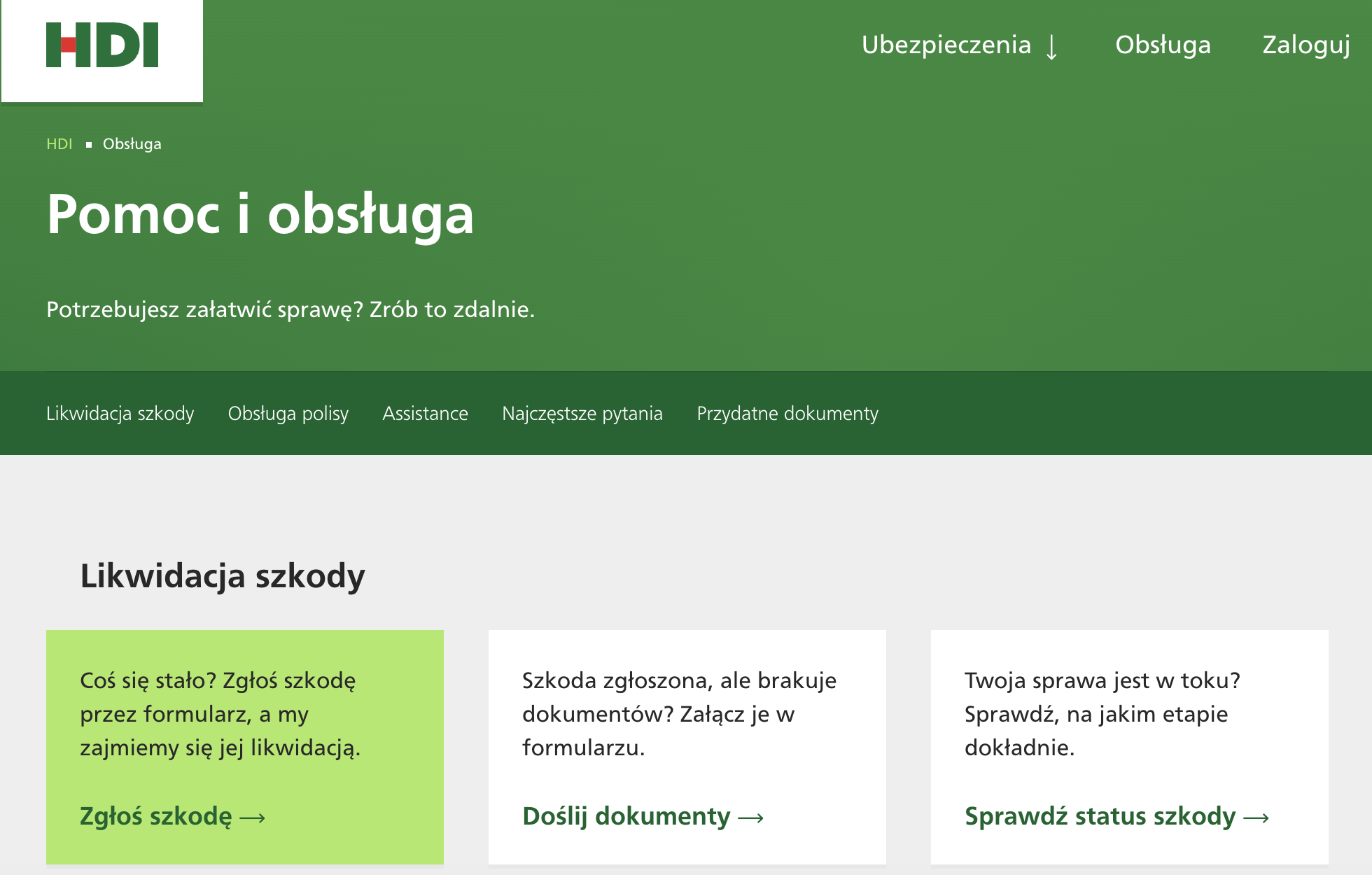 hdi zgłoszenie szkody online jak sprawdzić status szkody