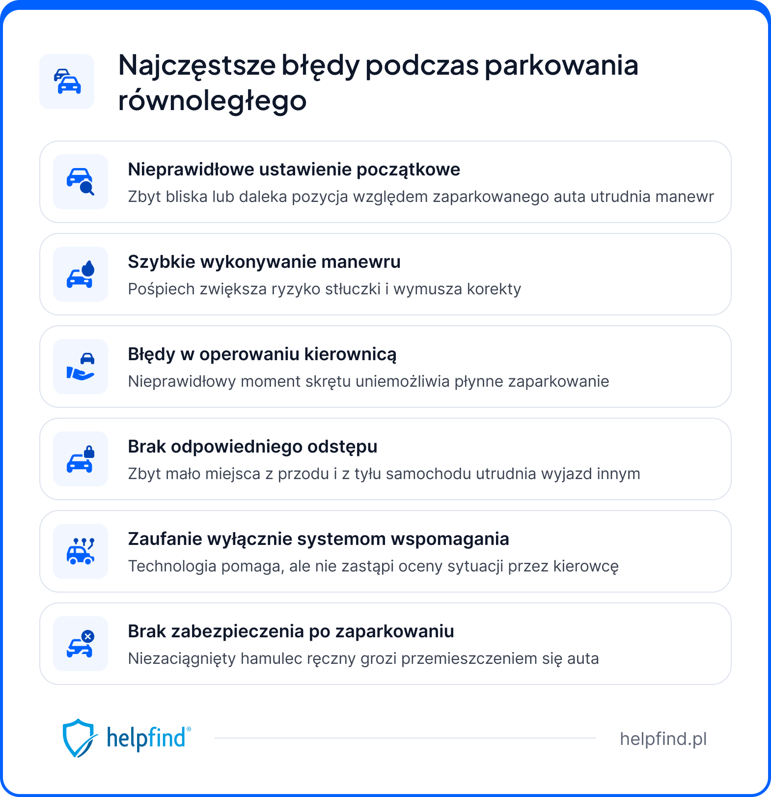 parkowanie równoległe - błędy